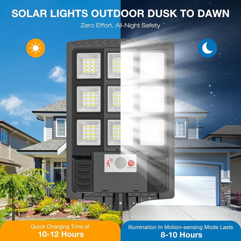 Vipzon Solar Lights Outdoor,IP66 Waterproof Solar Street Lights Outdoor,6500K LED Dusk to Dawn Security Flood light with Motion Sensor and Remote Control for Yard,Parking Lot, Courtyards,Garages 4-Pack - Image 3